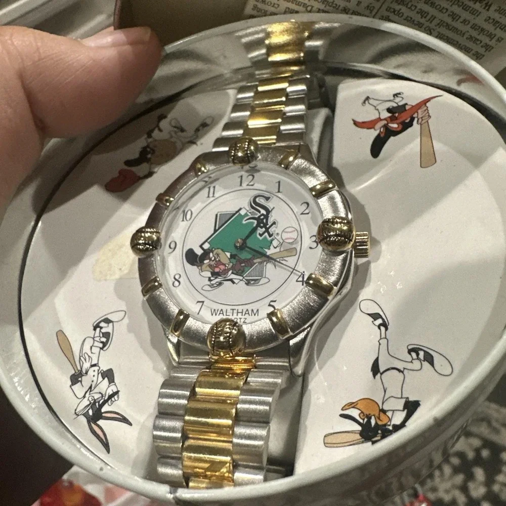 Working Waltham Cortez Tasmanian Devil Sox Baseball watch New Battery 42mm W Box